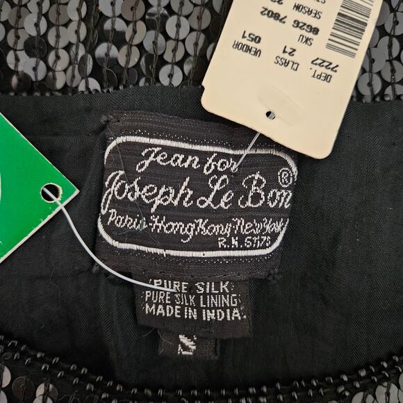 VTG Black Sequin Silk Top Party Occasion Jean for Joseph Le Bon | Women's S - Picture 5 of 16